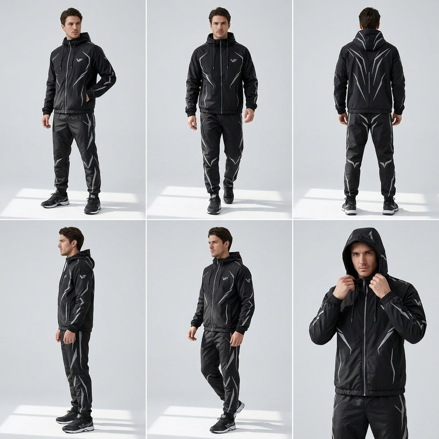 Second view of VOLT| Men's Premium Reflective Windbreaker Tracksuit – VISIFIT