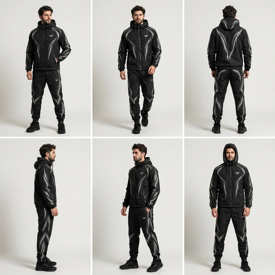 Second view of PULSE | Men's Premium Reflective Windbreaker Tracksuit – VISIFIT