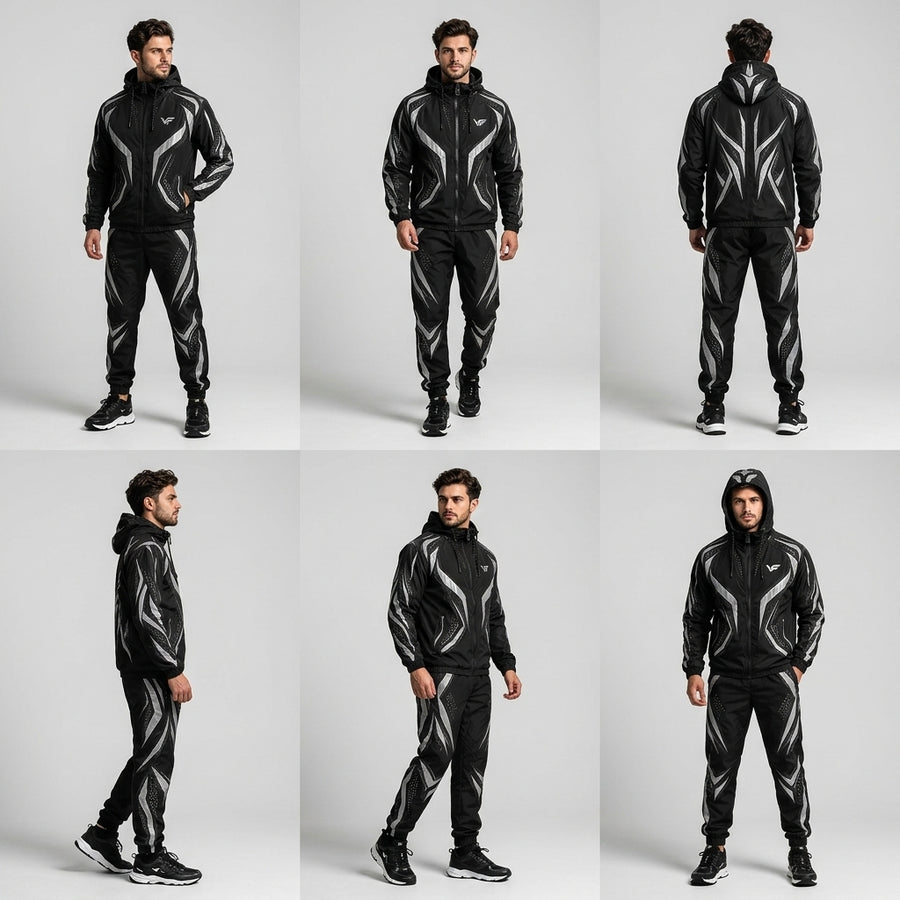 Second view of ZENITH | Men's Premium Reflective Windbreaker Tracksuit – VISIFIT