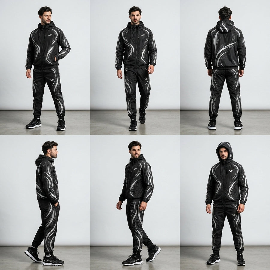 Second view of VORTEX | Men's Premium Reflective Windbreaker Tracksuit – VISIFIT