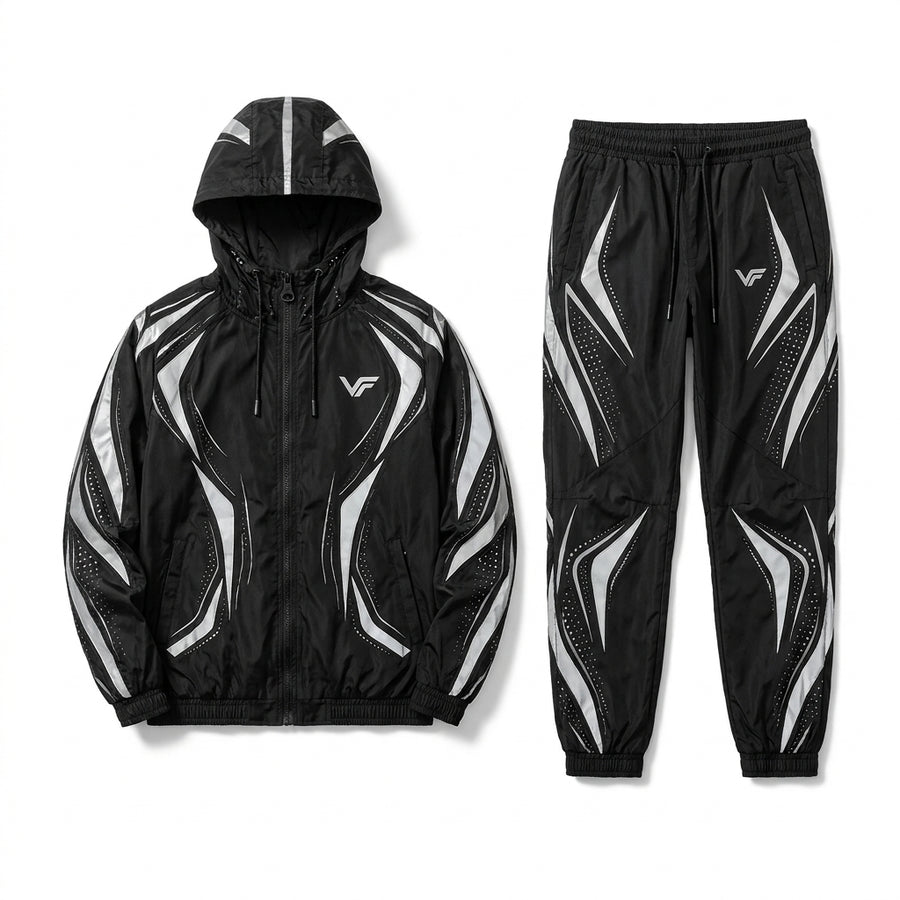 Second view of NOVA | Men's Premium Reflective Windbreaker Tracksuit – VISIFIT